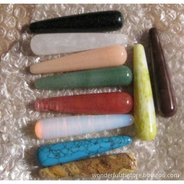 assorted polished healing crystal gemstone massage wands